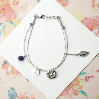 personalised Forget Me Not Friendship Bracelet - Amethyst