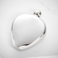 personalised 6oz High Polished Heart shaped Flask