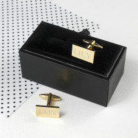 personalised Rectangle Gold Plated Cufflinks