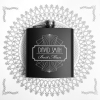 personalised Best Man Black Hip Flask