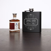 personalised Best Man Black Hip Flask