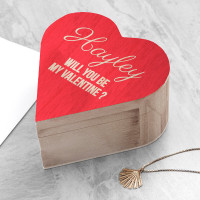 personalised Valentine's Wooden Heart Trinket Box