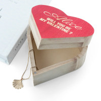 personalised Valentine's Wooden Heart Trinket Box