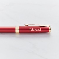 Parker Sonnet Red Gold Trim Rollerball Pen 