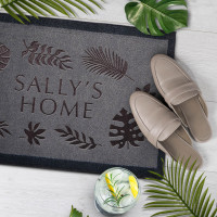 personalised leaves border doormat