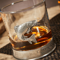 English Pewter Trout Glass Whisky Tumbler
