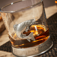 English Pewter Trout Glass Whisky Tumbler