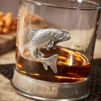 English Pewter Trout Glass Whisky Tumbler