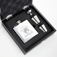 True Gentleman Horse Crest 6oz Plain Hip Flask 