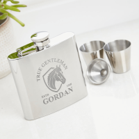 True Gentleman Horse Crest 6oz Plain Hip Flask 