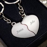 Personalised Two Hearts Keyring