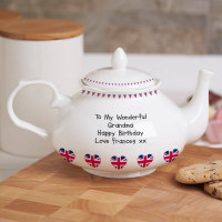 personalised Union Jack Traditional Teapot