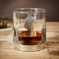 English Pewter Viking Glass Whisky Tumbler