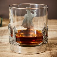 English Pewter Viking Glass Whisky Tumbler