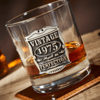 English Pewter Vintage 1975 Glass Whisky Tumbler