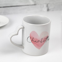 personalised Water Colour Heart Handle Mug