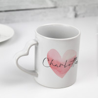 personalised Water Colour Heart Handle Mug