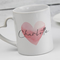 personalised Water Colour Heart Handle Mug