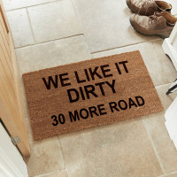 personalised we like it dirty doormat