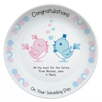 personalised Wedding Birds Plate