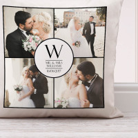 personalised Wedding Collage Cushion (White) 18x18"