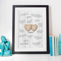 personalised Wedding Heart Initials Wall Art