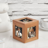 wooden photo cube, keepsake box