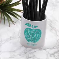 personalised teacher apple pen pot