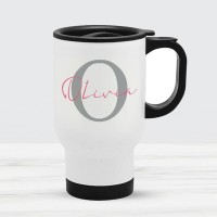 Black Inner and Handle Engraved Travel Mug