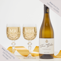 Mr & Mrs x2 Goblet Gift Set With Bottle Of White Wine