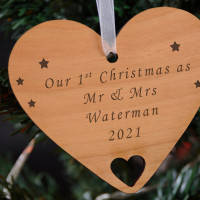 personalised Wood Heart Tree Decoration