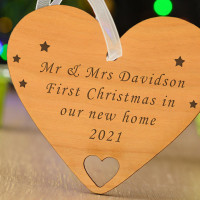 personalised Wood Heart Tree Decoration