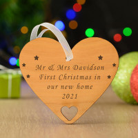 personalised Wood Heart Tree Decoration