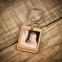 personalised wooden photo keyring