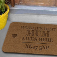 personalised World's Best Mum Outdoor Engraved Doormat