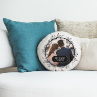 personalised Wreath Round Photo Cushion 18"