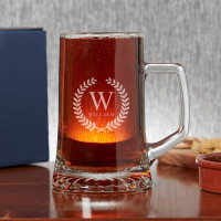 Personalised Wreath Design Pint Glass Tankard