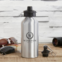 personalised Wreath Monogram Silver Water Bottle