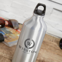 personalised Wreath Monogram Silver Water Bottle