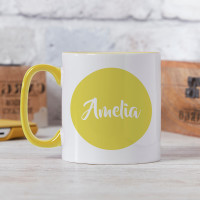 personalised Name Circle Two Tone Mug Yellow