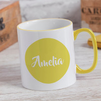 personalised Name Circle Two Tone Mug Yellow