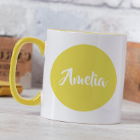 personalised Name Circle Two Tone Mug Yellow