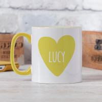 personalised Love Heart Two Tone Mug Yellow