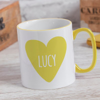 personalised Love Heart Two Tone Mug Yellow