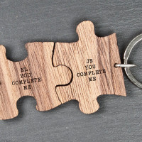 personalised You Complete Me Romantic Jigsaw Keyring