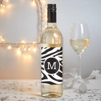Personalised Zebra Monogram Sauvignon White Wine 