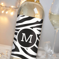 Personalised Zebra Monogram Sauvignon White Wine 