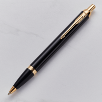 personalised Parker IM Ballpoint Pen - Solid Black - Gold Trim
