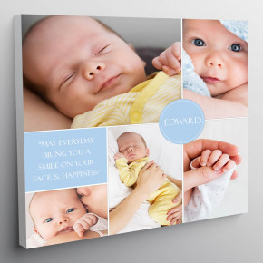 12x12" Baby Photo Collage Canvas Boy