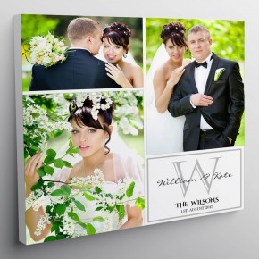 12x12" Wedding 'Initial' Photo Collage Canvas
